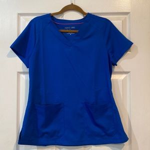 Purple label healing hands ladies blue scrub top medium
